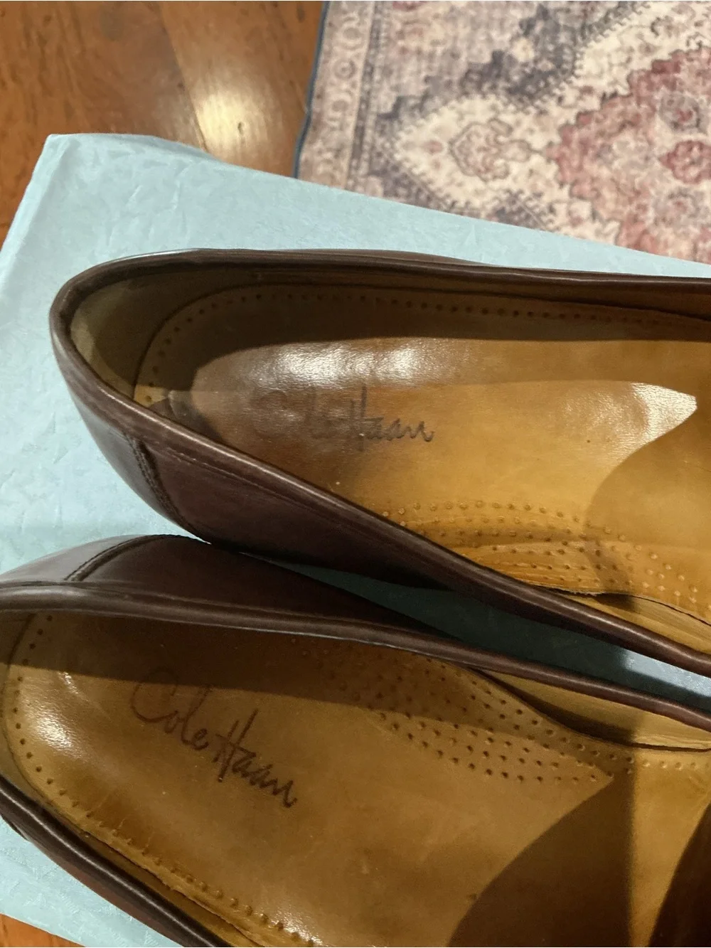 Cole Haan Brown Leather Bit Loafers with Gold Hardware
